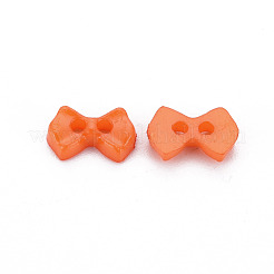 2つ穴プラスチックボタン  蝶結び  サンゴ  6x9x2mm  穴：1.5mm&nbsp;BUTT-N018-028-01