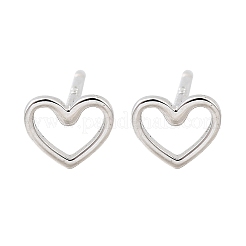 925 Sterling Silver Hollow Heart Stud Earrings&nbsp;EJEW-Q030-01P