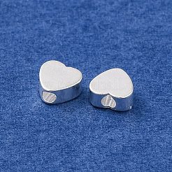 真鍮ビーズ  鉛フリー＆カドミウムフリー  ハート  925銀メッキ  4.5x5x2.3mm  穴：1.4mm&nbsp;KK-U024-12S