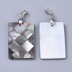 Single-Sided Natural Black Lip Shell and White Shell Pendants&nbsp;SSHEL-N034-32B