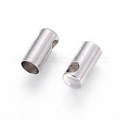 変色しにくい304ステンレススチールコードエンド  エンドキャップ  コラム  ステンレス鋼色  9x4mm  穴：1.8mm  内径：3.5mm&nbsp;STAS-K190-01F-P