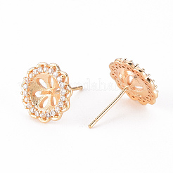 Brass Micro Pave Clear Cubic Zirconia Stud Earrings Findings&nbsp;KK-T062-123G-NF