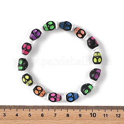 Halloween Skull Acrylic Beaded Stretch Bracelets&nbsp;BJEW-JB14347-02
