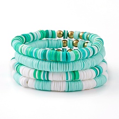 4Pcs 4 Styles Polymer Clay Heishi Beads Stretch Bracelets Sets&nbsp;BJEW-JB05910