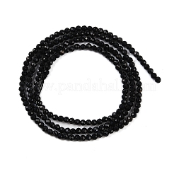ナチュラルブラックオニキスビーズ連売り  多面カットラウンド  染め＆加熱  グレードA  2mm  穴：0.8mm  約190個/連  15インチ&nbsp;G-A129-2mm-25-A