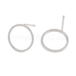 真鍮製スタッドピアスパーツ  リング  プラチナメッキ  12mm  ピン：12x0.7mm&nbsp;KK-S336-33P