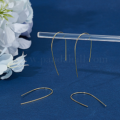 スターリングシルバーのイヤリングワイヤー2組  ゴールドカラー  39x21x0.9mm&nbsp;STER-WH0061-46G