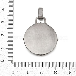 304ステンレスペンダント  コンパスチャーム付きフラットラウンド  アンティークシルバー  30.5x25.5x4mm  穴：6.5x4.5mm&nbsp;STAS-V012-01AS