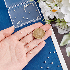 スターリングシルバースペーサービーズセット35個925個  混合図形  銀  3x3x3mm  穴：1.5mm  10pc&nbsp;STER-PH0002-61