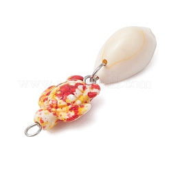 6Pcs 6 Colors Natural Cowrie Shell & Dyed Synthetic Turquoise Pendants&nbsp;PALLOY-JF04130-02