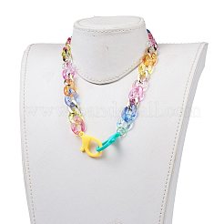 Personalized Rainbow CCB Plastic & Acrylic Curb Chain Necklaces&nbsp;NJEW-JN02878-02