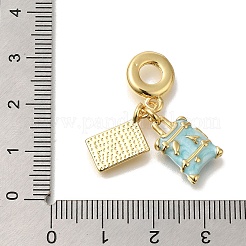 Brass Enamel European Dangle Charms&nbsp;KK-R002-22G-03