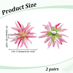 花柄布とプラスチックの靴バックルクリップ2組  ピンク  110~115x47~52mm&nbsp;AJEW-HY0003-42A