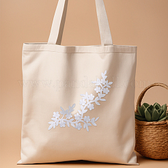 花刺繍糸アイロン接着/縫い付けパッチ6個  布のアップリケ  ホワイト  255x95x1.5mm&nbsp;PATC-MA0001-27B