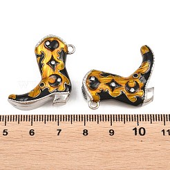 304ステンレススチールエナメル、ラインストーンペンダント付き  カウボーイブーツチャーム  ステンレス鋼色  27.5x27x10mm  穴：2mm&nbsp;STAS-Z202-06P-02
