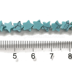 染め合成ターコイズビーズ連売り  スター  6x5.5x2mm  穴：0.8mm  約75個/連  14.57インチ（37cm）&nbsp;G-G085-B32-02