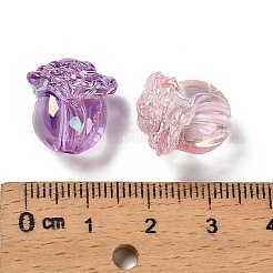 UVメッキ透明アクリルビーズ  虹色の  花  ミックスカラー  15.5x16x12mm  穴：2.5mm&nbsp;OACR-D316-14