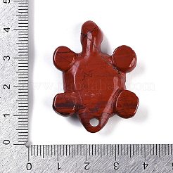 天然レッドジャスパー彫刻ペンダント  亀のチャーム  38~40x29~30x8~10mm  穴：3mm&nbsp;G-K383-16A