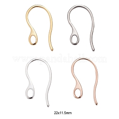 32個4色304ステンレススチールピアスフック  水平ループ付き  ミックスカラー  22x11.5x1mm  穴：3x2mm  21ゲージ  ピン：0.7~1mm  8個/カラー&nbsp;STAS-LS0001-04