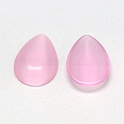 キャッツアイカボション  ティアドロップ  パールピンク  14x10x2.5mm&nbsp;CE-J001-10x14mm-12