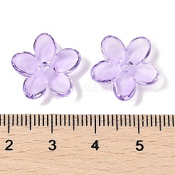 透明スプレーペイントガラスビーズ  花  パープル  15.5x16x3.5mm  穴：1.8mm&nbsp;GLAA-Z011-07B