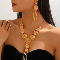 Vintage Alloy Filigree Round Tassel Earrings & Necklaces Sets for Women&nbsp;QM4813