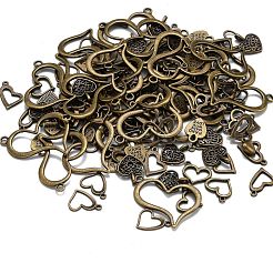 合金のチベット風チャーム  ニッケルフリー  ハート  混合スタイル  アンティークブロンズ  12~52x10~49x1.5~16mm  穴：1~5.5mm&nbsp;TIBEP-MSMC012-1AB-NF