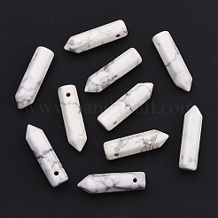 ナチュラルホワイトペンダント  多面カット  弾丸  30~33x8~9mm  穴：1.4~1.6mm&nbsp;G-D460-01G