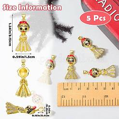 5Pcs Brass Micro Pave Cubic Zirconia Pendants&nbsp;KK-SZ0008-13