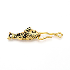 合金マンテル  魚  アンティーク黄金  33.5x14x6mm  穴：2.5mm  鍋：27x9x2mm  穴：3mm&nbsp;PALLOY-WH0110-18AG
