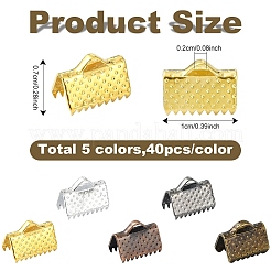 アイアン製カシメリボン止めエンドパーツ  ミックスカラー  10x7mm  穴：2mm  40個/カラー&nbsp;FIND-YW0005-58