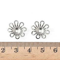 304ステンレススチールビーズキャップ  花  ステンレス鋼色  14.5x4mm  穴：2mm&nbsp;STAS-Z144-10P