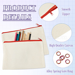 6Pcs DIY Blank Canvas Women's Zipper Makeup Organizer Bag&nbsp;AJEW-TA0003-24F