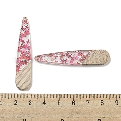 ウッドペンダント  樹脂と金箔  ティアドロップ  サクランボ色  53.5x11x4mm  穴：1.5mm&nbsp;FIND-B042-05D