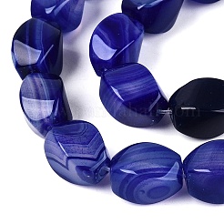 染色・加熱された天然瑪瑙ビーズ連売り  ツイスト  ブルー  13.5~15x11~13x11~13mm  穴：1~1.2mm  約28個/連  15.35~15.55インチ（39~39.5cm）&nbsp;G-N359-14A-01