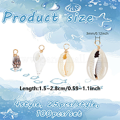 100Pcs 4 Style Natural Shell Pendant&nbsp;PALLOY-NB00011