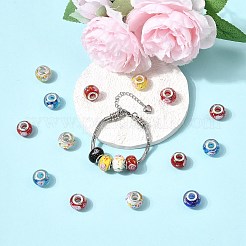ロンデルランプワーク大穴ヨーロピアンビーズ  シルバーカラーメッキ真鍮コア付き  ミックスカラー  13~14x10~11mm  穴：5mm&nbsp;X-LPDL-R003-02
