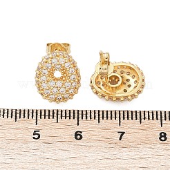 真鍮製マイクロパヴェキュービックジルコニアスタッドピアス  ラックめっき  長持ちメッキ  18KGP本金メッキ  アルファベットのO  13.5x11mm&nbsp;EJEW-Z091-04G-O