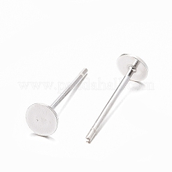 925 Sterling Silver Flat Pad  Stud Earring Findings&nbsp;STER-K167-045C-S