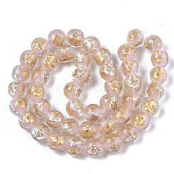 Handmade Gold Sand Lampwork Bead Strands&nbsp;X1-FOIL-T003-01G