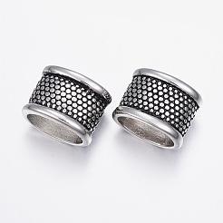 304ステンレススチールビーズ  大穴ビーズ  オーバル  アンティークシルバー  12x16.5x12mm  穴：9x13mm&nbsp;STAS-E131-33AS