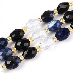 Natural Obsidian & Sodalite & Quartz Crystal Beads Strands&nbsp;G-N358-04A-02