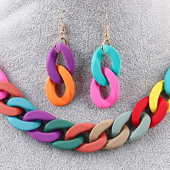 Acrylic Curb Chain Chain Necklaces & Dangle Earrings & Bracelets Sets&nbsp;FS-WGA399B-02