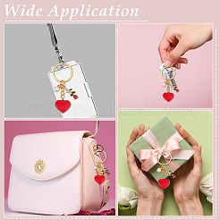 15Pcs Plastic Heart & ABS Plastic Pearl Bead & Alloy Enamel Rose Keychains&nbsp;KEYC-ME00018