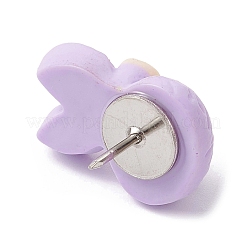Rabbit with Bowknot Resin Cabochon Map Pins&nbsp;AJEW-TB00012-01