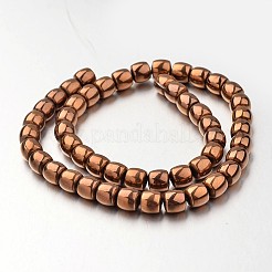 電気メッキ非磁性合成ヘマタイトビーズ連売り  ドラム  銅メッキ  7x8mm  穴：1mm  約50個/連  15.7インチ&nbsp;G-F300-43-08