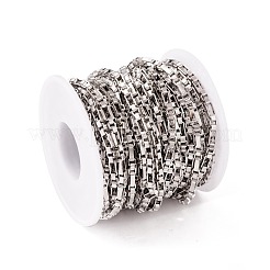 変色しにくい304ステンレススチールベネチアンチェーン  溶接されていない  スプールで  ステンレス鋼色  7x4x2mm  約32.81フィート（10m）/ロール&nbsp;STAS-M295-07P-B