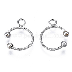変色しにくい304ステンレススチール製イヤーカフ金具  カン付き  ステンレス鋼色  14.5x11x1mm  穴：2mm&nbsp;STAS-S116-307P