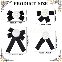 4Pcs 4 Style Polyester Camellia Bow Tie Neck Tie Lapel Pins&nbsp;JEWB-AN0001-03