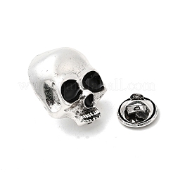 ハロウィン用の合金製ラペルピン（バックパック用）  スカル  アンティークシルバー  25x19mm&nbsp;JEWB-C051-01C-AS